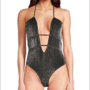 Ramy Brook Marta Black Metallic One Piece Swimsuit